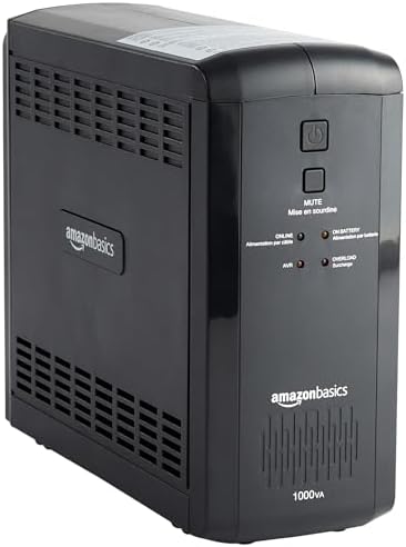 Amazon Basics UPS Battery Backup & Surge Protector  1500VA/900W  10 Outlets  Line Interactive Uninterruptible Power Supply with Sinewave Technology  Black