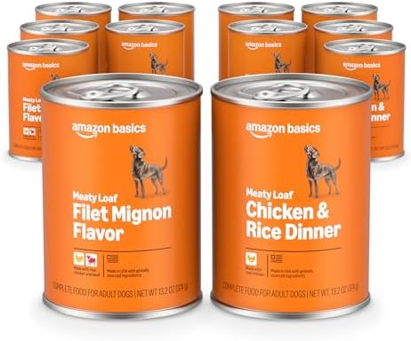 Amazon Basics Wet Dog Food  Cuts in Gravy Filet Mignon Flavor  Made with Real Chicken and Beef  13 2 oz can  Pack of 12 