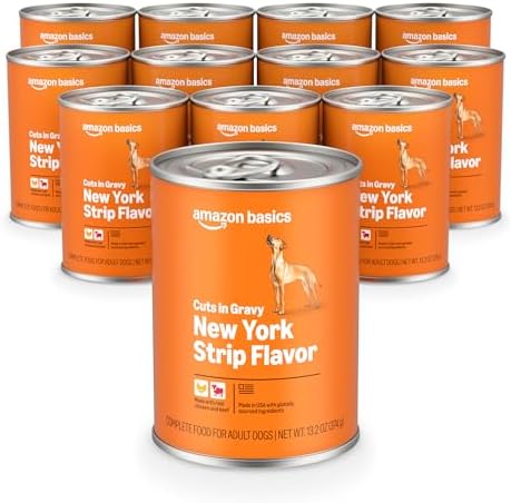 Amazon Basics Wet Dog Food  Cuts in Gravy Filet Mignon Flavor  Made with Real Chicken and Beef  13 2 oz can  Pack of 12 