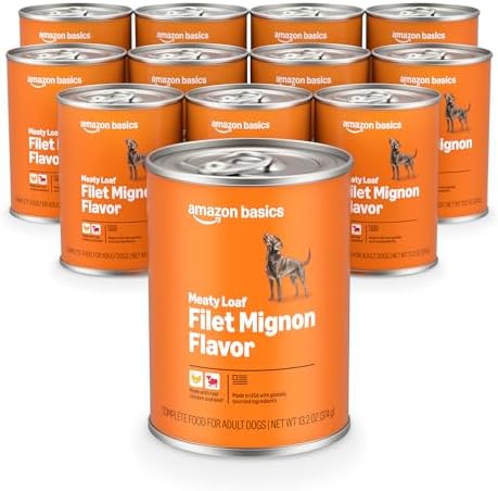 Amazon Basics Wet Dog Food  Cuts in Gravy Filet Mignon Flavor  Made with Real Chicken and Beef  13 2 oz can  Pack of 12 