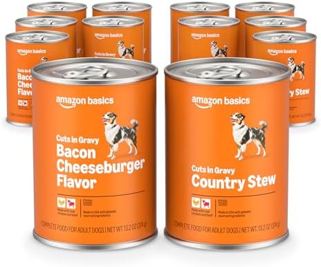 Amazon Basics Wet Dog Food  Cuts in Gravy Filet Mignon Flavor  Made with Real Chicken and Beef  13 2 oz can  Pack of 12 