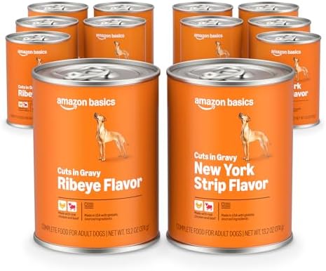 Amazon Basics Wet Dog Food  Cuts in Gravy Filet Mignon Flavor  Made with Real Chicken and Beef  13 2 oz can  Pack of 12 