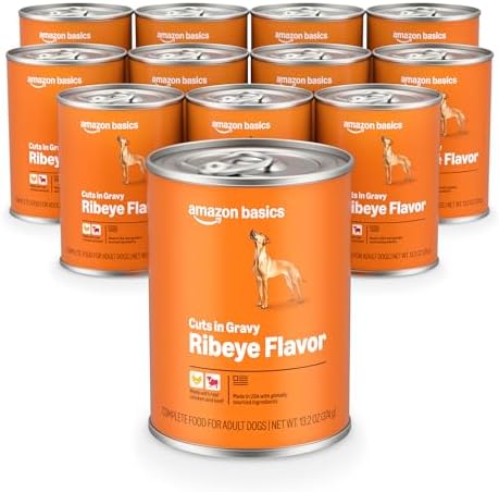 Amazon Basics Wet Dog Food  Cuts in Gravy Filet Mignon Flavor  Made with Real Chicken and Beef  13 2 oz can  Pack of 12 