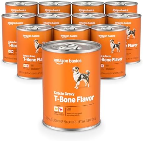Amazon Basics Wet Dog Food  Cuts in Gravy Filet Mignon Flavor  Made with Real Chicken and Beef  13 2 oz can  Pack of 12 