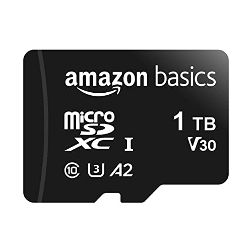 Amazon Basics microSDXC Memory Card with Full Size Adapter  A2  U3  Read Speed up to 100 MB/s  1 Tb  Black