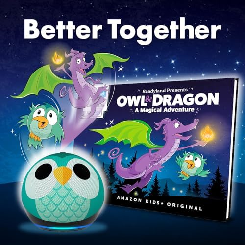Amazon Echo Dot Kids  newest model   Smart speaker to enjoy age appropriate audiobooks  interactive games and Alexa  experiences to create and learn  Owl design