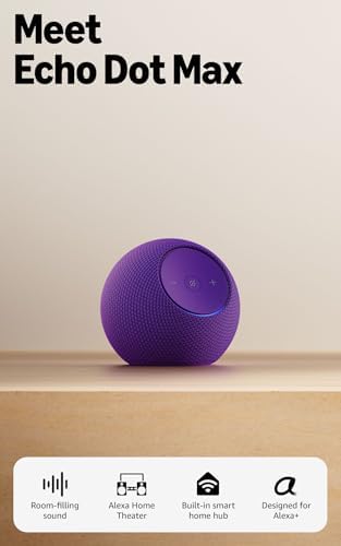Amazon Echo Dot Max  newest model   Alexa speaker with room filling sound and nearly 3x bass  Great for living rooms and medium sized spaces  Designed for Alexa   Glacier White