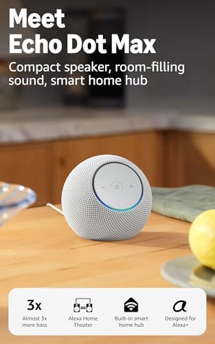 Amazon Echo Dot Max  newest model   Alexa speaker with room filling sound and nearly 3x bass  Great for living rooms and medium sized spaces  Designed for Alexa   Graphite