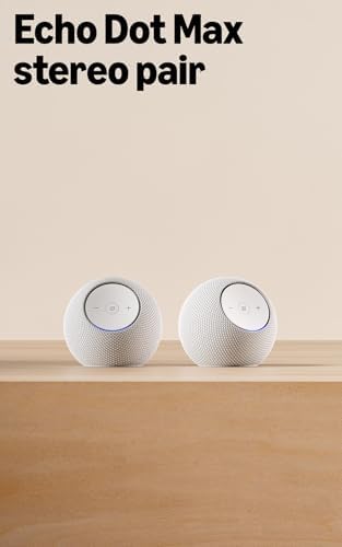 Amazon Echo Dot Max  newest model   Alexa speaker with room filling sound and nearly 3x bass  Great for living rooms and medium sized spaces  Designed for Alexa   Glacier White