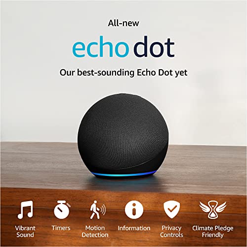 Amazon Echo Dot  Vibrant sounding Alexa speaker  Great for bedrooms  dining rooms and offices  Charcoal