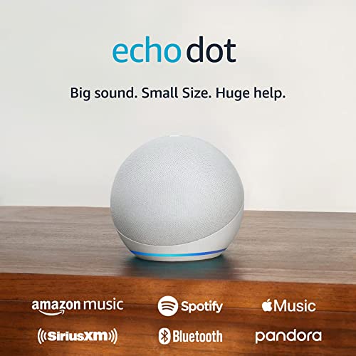 Amazon Echo Dot  newest model   Vibrant sounding Alexa speaker  Great for bedrooms  dining rooms and offices  Glacier White