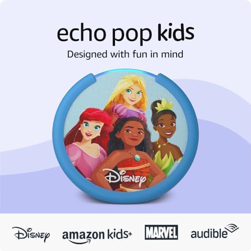 Amazon Echo Pop Kids  newest model   Designed for kids  with Alexa  Early Access  parental controls  Includes 6 months of Amazon Kids   Disney Princess