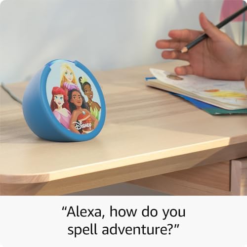 Amazon Echo Pop Kids  newest model   Designed for kids  with Alexa  Early Access  parental controls  Includes 6 months of Amazon Kids   Disney Princess