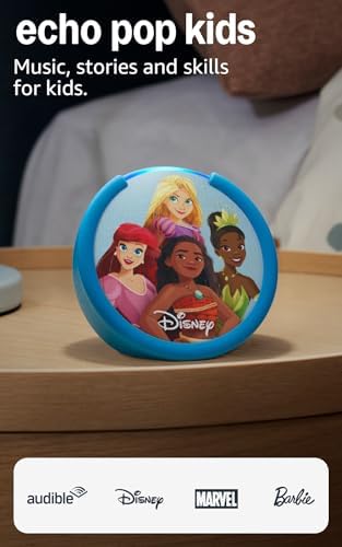 Amazon Echo Pop Kids  newest model   Designed for kids  with Alexa  Early Access  parental controls  Includes 6 months of Amazon Kids   Disney Princess