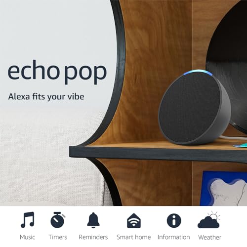 Amazon Echo Pop  Our smallest Alexa speaker  Fits in any room  Charcoal