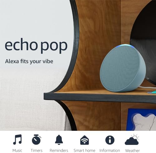 Amazon Echo Pop  newest model   Our smallest speaker with Alexa  Early Access  Fits in any room  Glacier White