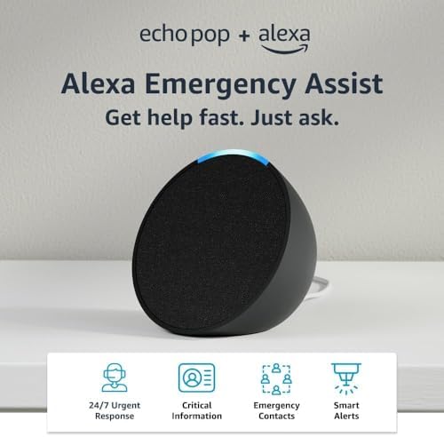 Amazon Echo Pop  newest model   Our smallest speaker with Alexa  Early Access  Fits in any room  Charcoal