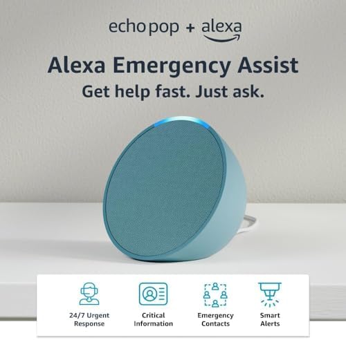 Amazon Echo Pop  newest model   Our smallest speaker  Designed for Alexa   Fits in any room  Glacier White