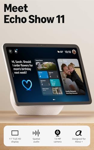 Amazon Echo Show 11 (modelo más reciente): pantalla Full HD de 11" con colores intensos, más área de visualización, audio espacial y acceso anticipado a Alexa+, (grafito)