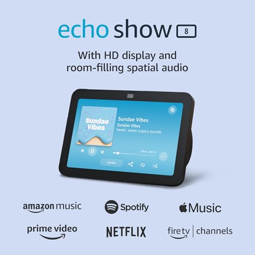 Amazon Echo Show 8  With Spatial Audio  Smart Home Hub  ideal for open living spaces  includes Alexa  Charcoal