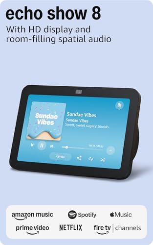 Amazon Echo Show 8  With Spatial Audio and Alexa  Early Access  Smart Home Hub  ideal for open living spaces  Charcoal