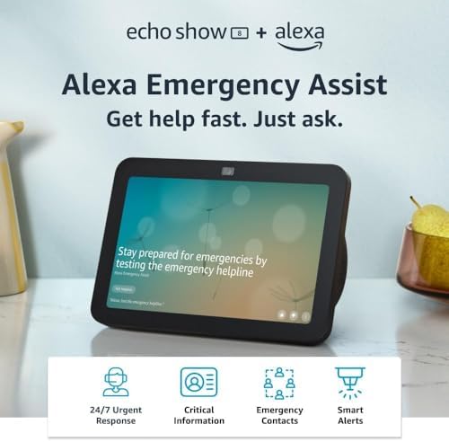Amazon Echo Show 8  With Spatial Audio and Alexa  Early Access  Smart Home Hub  ideal for open living spaces  Charcoal