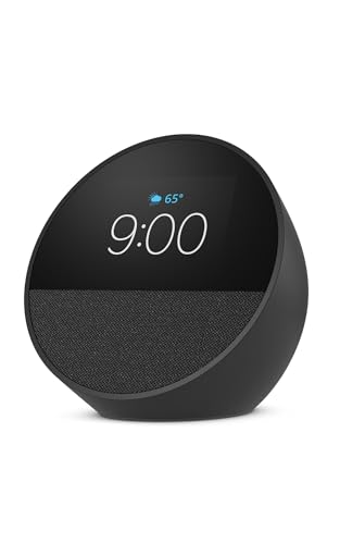 Amazon Echo Spot  Great for nightstands  offices and kitchens  Smart alarm clock with Alexa  Black