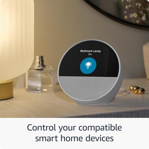 Amazon Echo Spot: ideal para mesitas de noche, oficinas y cocinas, incluye despertador inteligente con Alexa (negro)