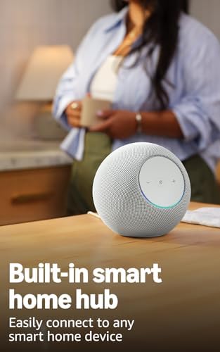 Amazon Echo Studio (modelo más reciente), Audio espacial inmersivo y Dolby Atmos, así como acceso anticipado a Alexa+, blanco glacial