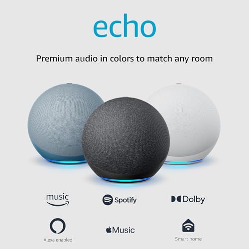 Amazon Echo  newest model   Alexa speaker with premium sound  Ideal for large bedrooms  living rooms and kitchens  Charcoal