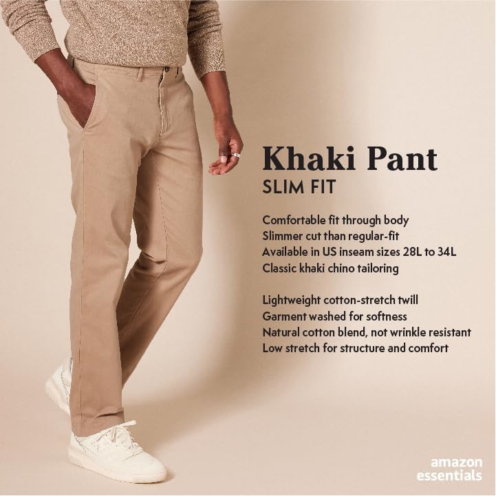 Amazon Essentials Mens Slim Fit All Day Stretch Casual Chino Pant