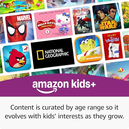 Amazon Fire HD 10 Kids Pro tablet  ages 6 12  Bright 10 1 HD screen  includes ad free content  robust parental controls  13 hr battery and slim case for older kids  32 GB  Happy Day