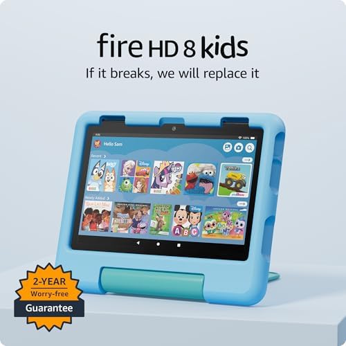 Amazon Fire HD 8 Kids tablet  newest model   ages 3 7  With bright 8 HD screen  Includes ad free and exclusive content  parental controls and 13 hr battery  32 GB  Disney Pixar Cars