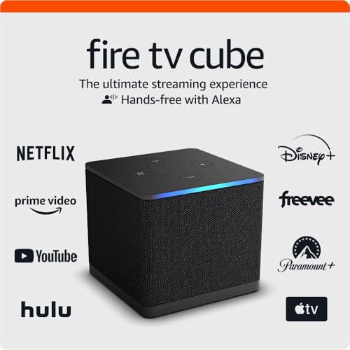 Amazon Fire TV Cube  with AI powered Fire TV Search  Hands free streaming device with Alexa  Wi Fi 6E  4K Ultra HD