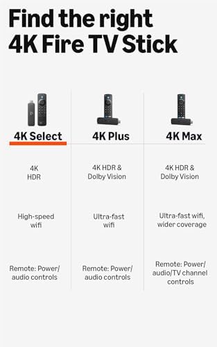 Amazon Fire TV Stick 4K Select  newest model   start streaming in 4K  AI powered search  and free & live TV  find shows faster with Alexa 