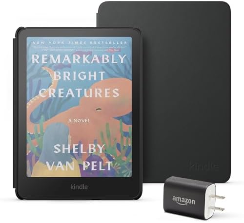 Amazon Kindle Colorsoft Essentials Bundle including Kindle Colorsoft  16 GB    With color display   Black  Plant Based Leather Cover Jade and Power Adapter