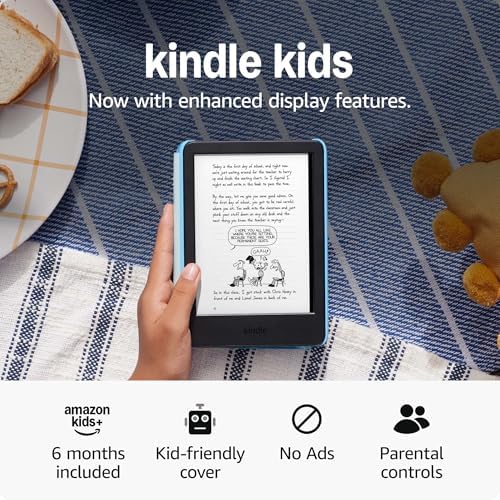 Amazon Kindle Kids 16GB  newest model    If it breaks  we will replace it  includes ad free books and cover  with glare free display  faster page turns   Space Whale