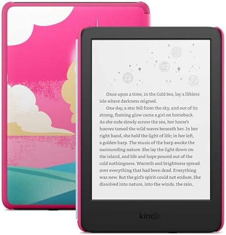 Amazon Kindle Kids 16GB  newest model    If it breaks  we will replace it  includes ad free books and cover  with glare free display  faster page turns   Space Whale