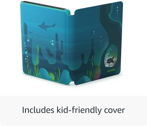 Amazon Kindle Kids 16GB  newest model    If it breaks  we will replace it  includes ad free books and cover  with glare free display  faster page turns   Space Whale