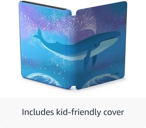 Amazon Kindle Kids 16GB  newest model    If it breaks  we will replace it  includes ad free books and cover  with glare free display  faster page turns   Space Whale