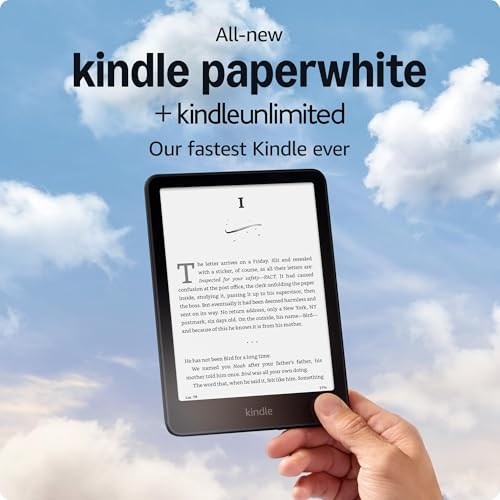 Amazon Kindle Paperwhite 16GB  newest model    Our fastest Kindle ever  with new 7 glare free display and weeks of battery life   Black   3 Months of Kindle Unlimited  with auto renewal 