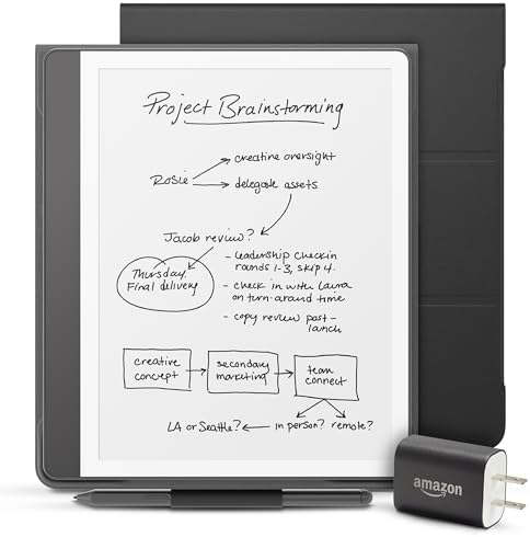 Amazon Kindle Scribe Essentials Bundle including Kindle Scribe  64GB    Metallic Jade  Premium Pen  Plant Based Leather Folio Jade  and Power Adapter