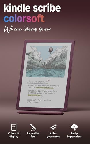 Amazon Kindle Scribe Colorsoft 64GB  newest model    11  paper like color display with front light   Thin  light  powerful   Write in notebooks  documents  and books  Includes Premium Pen   Graphite