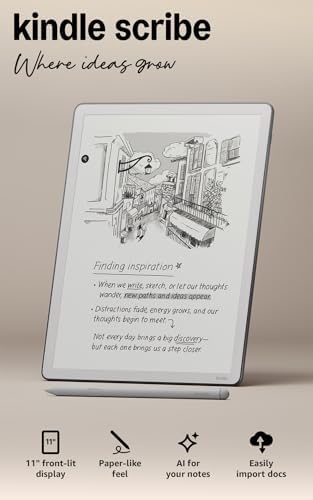 Amazon Kindle Scribe 32GB  newest model    11  paper like display with front light   Thinner  lighter  faster   Write in notebooks  documents  and books  Includes Premium Pen   Graphite