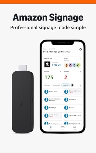 Amazon Signage Stick   Professional Digital Signage 4K Media Player   Designed for Businesses of All Sizes  Easy Setup with free Mobile App  and CMS Compatibility