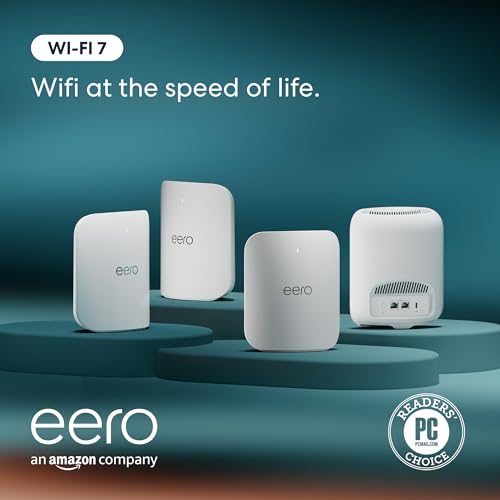 Amazon eero Pro 7 tri band mesh Wi Fi 7 router   Supports internet plans up to 5 Gbps  Coverage up to 2 000 sq  ft   1 pack