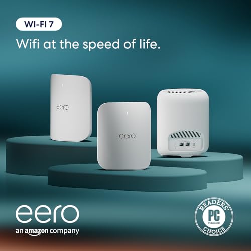 Amazon eero Pro 7 tri band mesh Wi Fi 7 router   Supports internet plans up to 5 Gbps  Coverage up to 2 000 sq  ft   1 pack