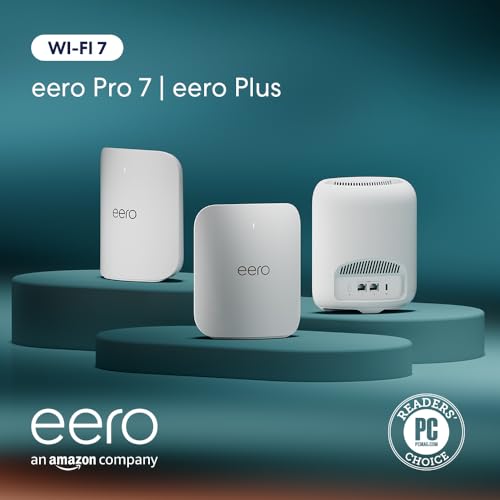 Amazon eero Pro 7 tri band mesh Wi Fi 7 router   Supports internet plans up to 5 Gbps  Coverage up to 2 000 sq  ft   1 pack