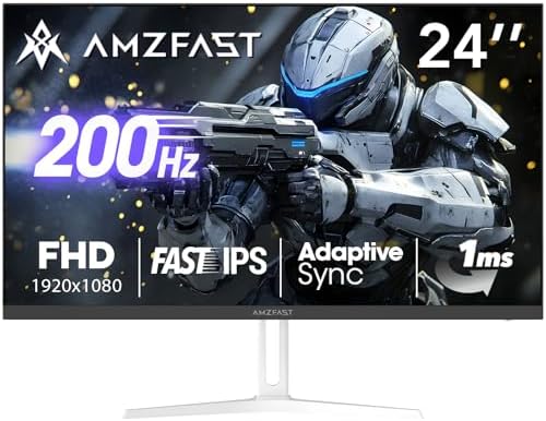 Amzfast 25 Inch White Gaming Monitor 320Hz/300Hz/240Hz  FHD 1080P 1ms Fast IPS Monitor  12 Months Warranty Exchange  HDMI & DP Dual Cable  T V Rheinland Eye Care   AI Crosshair  Night Vision Function