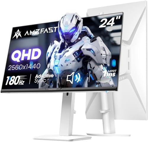 Amzfast 25 Inch White Gaming Monitor 320Hz/300Hz/240Hz  FHD 1080P 1ms Fast IPS Monitor  12 Months Warranty Exchange  HDMI & DP Dual Cable  T V Rheinland Eye Care   AI Crosshair  Night Vision Function